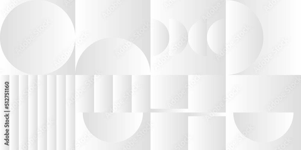 Fototapete Abstract white and gray gradient background. Modern minimalistic design. Vector illustration with simple shapes like circle, square, rectangle. Monochrome light 3d futuristic design