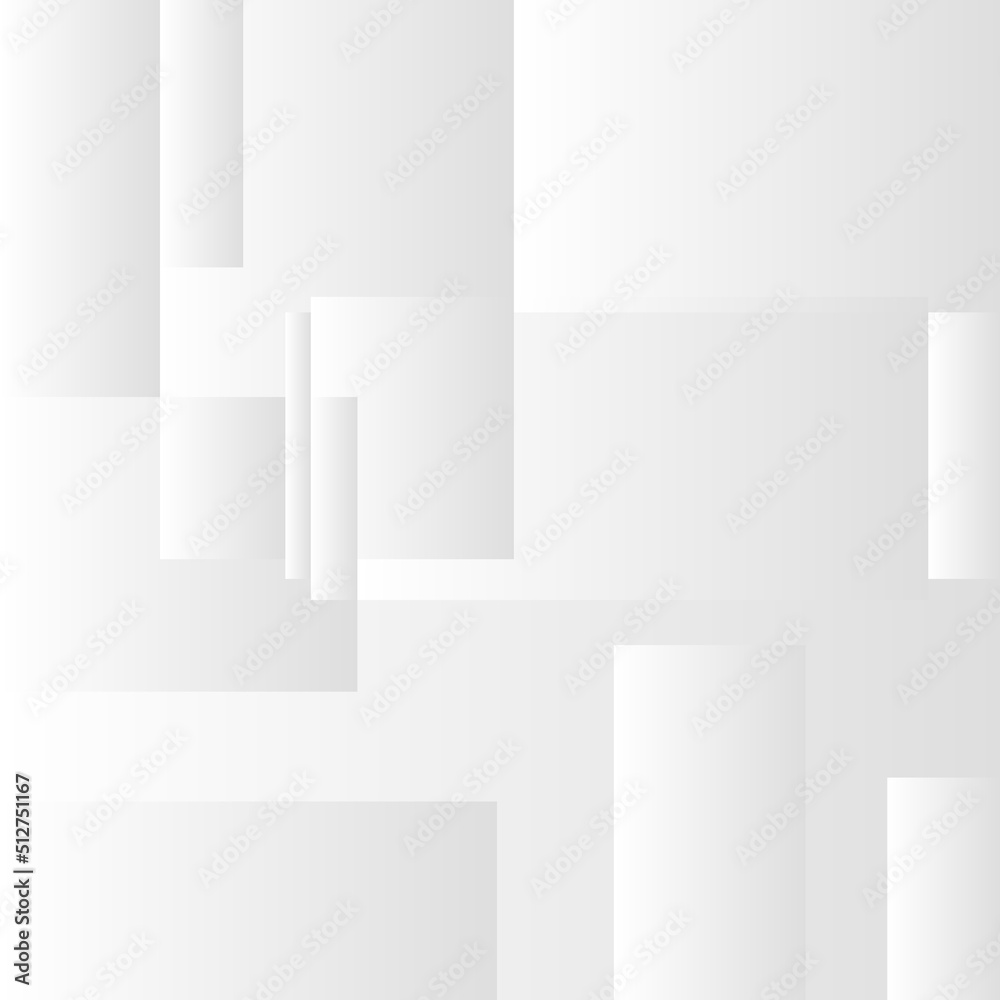 Poster Abstract white and gray gradient background. Modern minimalist design. Vector illustration with simple shapes like circle, square, rectangle. Monochrome light 3d futuristic design