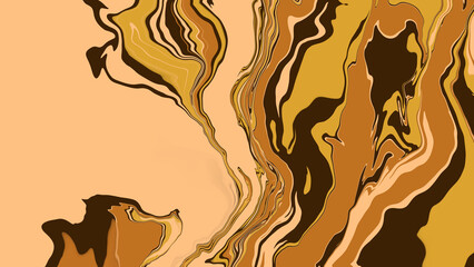 Background with marble texture. Abstract painting mix stains. Beige and brown liquid paint that flows.