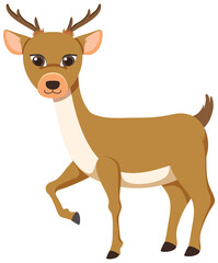 Cute deer in flat cartoon style