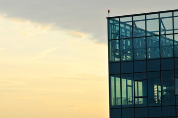office building at sunset