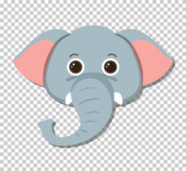 Cute elephant head in flat cartoon style