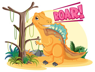 Little cute spinosaurus dinosaur cartoon character