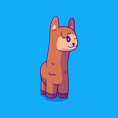 cute llama illustration suitable for mascot sticker and t-shirt design