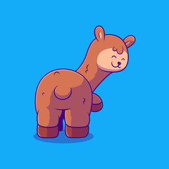 cute llama illustration suitable for mascot sticker and t-shirt design