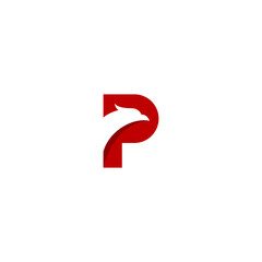 P Eagle Logo With Red Color - obrazy, fototapety, plakaty