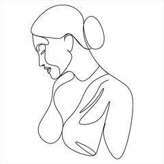 Vector illustration of a woman’s figure one-line drawing, contour drawing of girl, simple. Girl with her black underwear