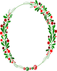 Christmas frame with holly berries.