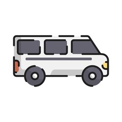 Cute White Car Flat Design Cartoon for Shirt, Poster, Gift Card, Cover, Logo, Sticker and Icon.