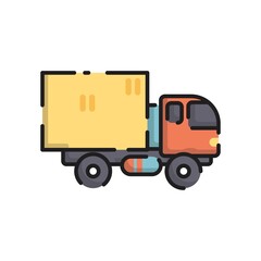 Cute Colorful Truck Flat Design Cartoon for Shirt, Poster, Gift Card, Cover, Logo, Sticker and Icon.