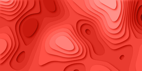 Papercut multi layers 3D orange color texture vector background. Abstract modern geometric shape multi layer 3d papercut luxury background with multi color elements, topography map.