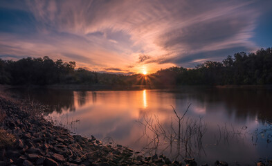 Panoramic Lakeside Sunset