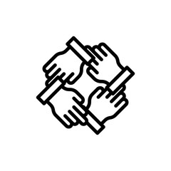 Teamwork filled line icon. linear style sign for mobile concept and web design. Outline vector icon. Symbol, logo illustration. Vector graphic