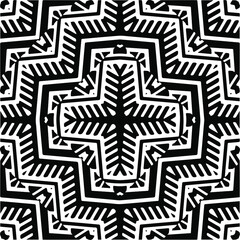 Vector pattern with symmetrical elements . Monochrome striped background.Black patterns.