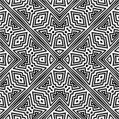 Abstract geometric seamless pattern.  Black and white vector background. black mandala.