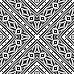 Abstract geometric seamless pattern.  Black and white vector background. black mandala.