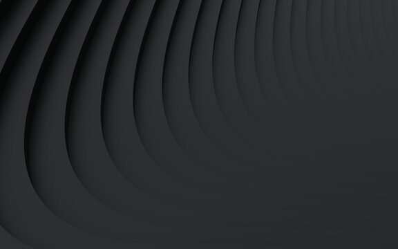 Black paper cut abstract background. minimalistic modern design for business presentations. abstract paper poster with wavy layers. 3d rendering.