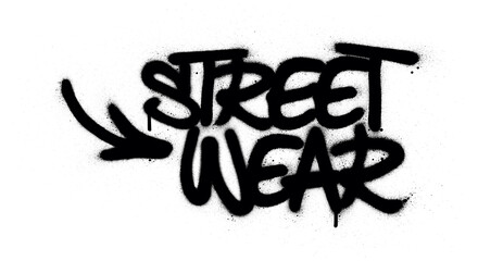 graffiti street wear text sprayed in black over white - obrazy, fototapety, plakaty