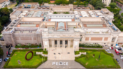 Aerial view of National Gallery of modern and contemporary art. It's an art gallery in Rome, Italy.