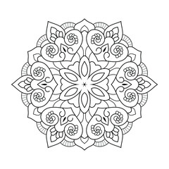 Vector Indian mandala with Floral outline pattern for coloring page