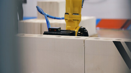 Concept of replacement humans by robotic technologies in construction industry. Media. Future of...