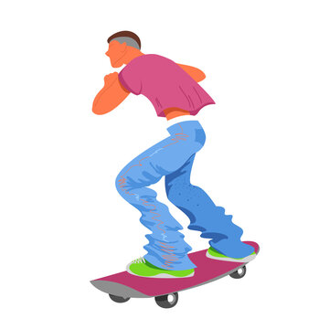 skateboarder. man rides a skateboard. vector image of man athlete