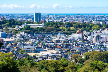 卯辰山見晴らし台から金沢の街を望む