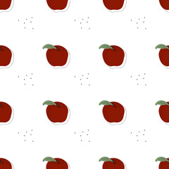 Seamless red apple pattern on white background