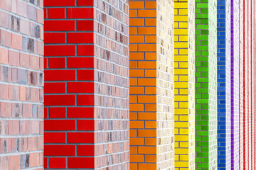 Colorful brick wall with a lot of depth of field