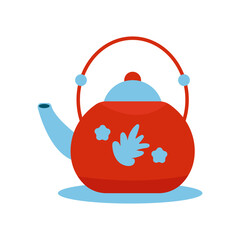 Cute teapot vector kettle Red and Blue cozy element