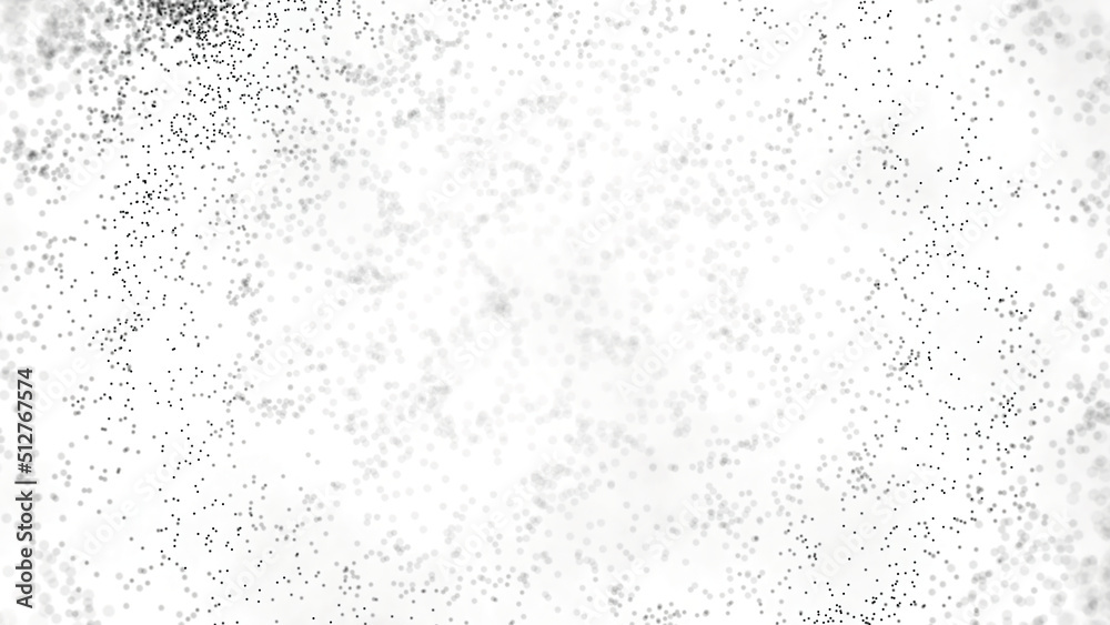 Wall mural abstract black randomly moving dots on white background. animation. small black particles move on br