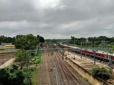Aerial view of Indian railway track