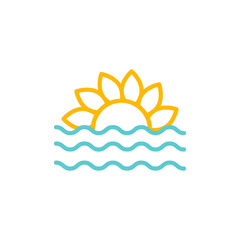 Sun flower and sea icon. Summer inspiration. Vector illustration, flat design