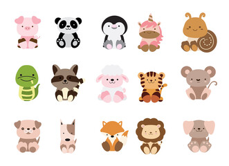 Animals Cartoon  Bundle, Big collection of decorative For kids,baby characters, ,card.vector illustration
