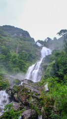 Beautiful scenery and fresh cool atmosphere at Silver Waterfall (Thac Bac waterfall) in Sapa,Lao Cai province,North Vietnam.