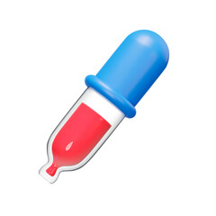 Pipette 3d icon. Red color. Isolated object on a transparent background