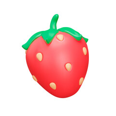 Strawberries 3d icon. Isolated object on a transparent background