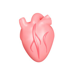Heart 3d icon. A human organ. Isolated object on a transparent background