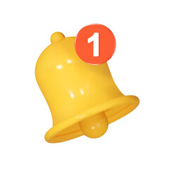 Notice 3d icon. Bell with a red circle. Isolated object on a transparent background