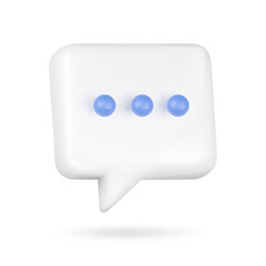 Speech bubble 3d icon. Talking cloud . Online chat conversation. Isolated object on a transparent background