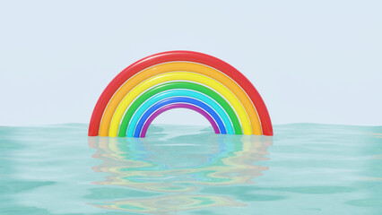 rainbow in the water, 3d render