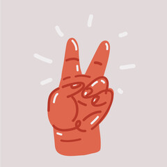 Vector illustration of Hand gesture V sign for victory or peace