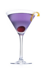 Aviation cocktail isolated on white background.	