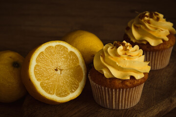 lemon muffins on a dark background
