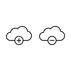 Cloud storage icon with plus and minus