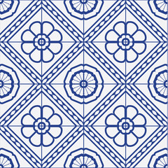 Vector illustration of a tile with a floral pattern