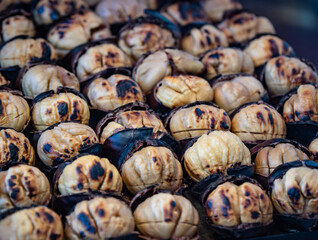 heap of the roasted chestnuts