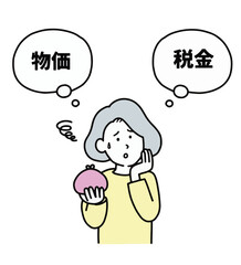 物価や税金の値上がりに苦しむ女性のイラスト素材