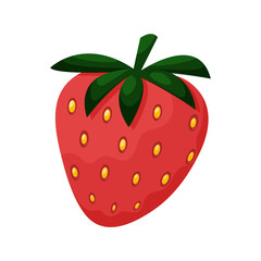 Obraz premium Strawberry on white background. Vector illustration in flat cartoon style.