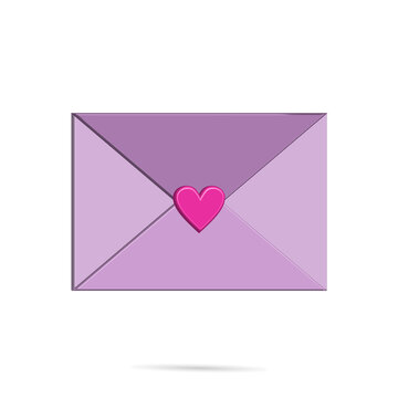 Envelop icon vector, purple letter of love. For your decoration images